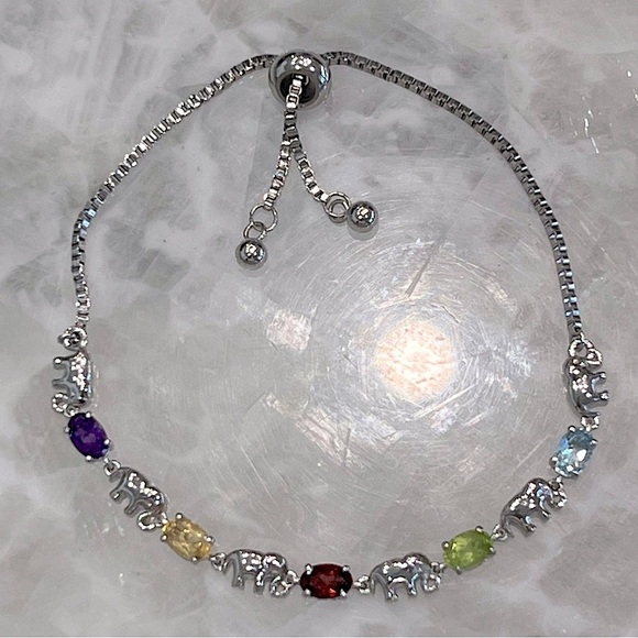 Jewelry - Multigemstone Silver Elephant BOLO Bracelet